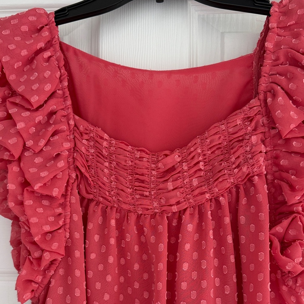 Elegant Ruffled Red Top - Picture 2 of 4